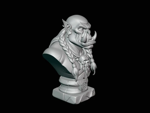 Braided Orc Warrior Bust Statue Design 7 - 3D Print Model 3D Print Model