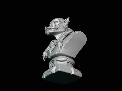 Braided Orc Warrior Bust Statue Design 7 - 3D Print Model 3D Print Model