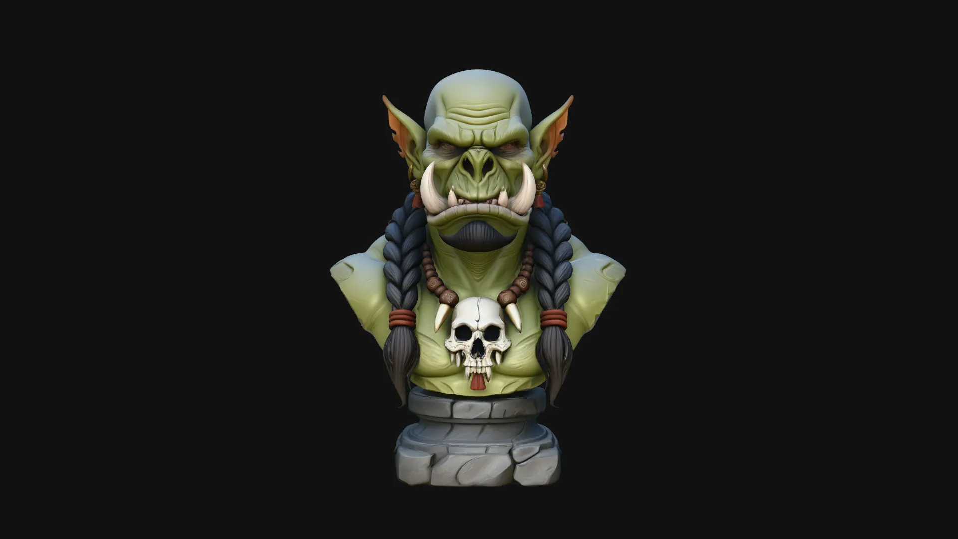 Braided Orc Warrior Bust Statue Design 8 - 3D Print Model 3D Print Model .c4d .max .obj .3ds .fbx .stl .blend 
