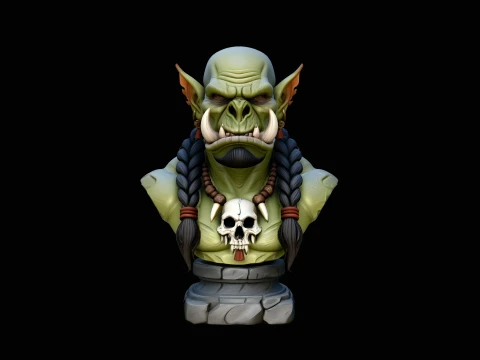 Braided Orc Warrior Bust Statue Design 8 - 3D Print Model Modelo de impresión 3D