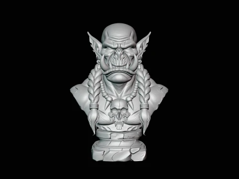 Braided Orc Warrior Bust Statue Design 8 - 3D Print Model 3D Print Model
