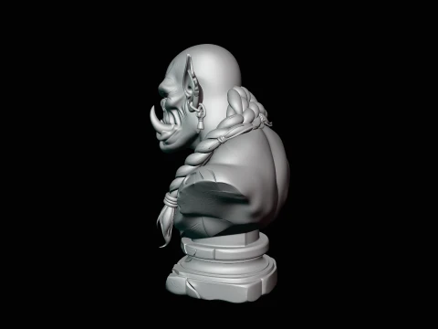 Braided Orc Warrior Bust Statue Design 8 - 3D Print Model 3D Print Model
