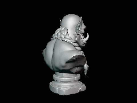 Braided Orc Warrior Bust Statue Design 8 - 3D Print Model 3D Print Model
