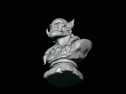 Braided Orc Warrior Bust Statue Design 8 - 3D Print Model 3D Print Model