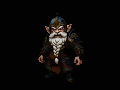 Dwarf Warrior Statue Design 1 - 3D Print Model Modelo de impresión 3D