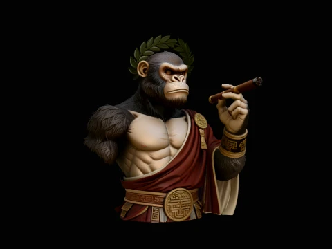 Cigar Smoking Ape Senator Bust Statue Design 1 - 3D Print Model Modelo de impresión 3D