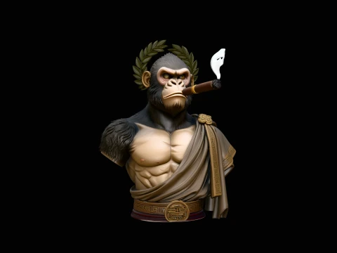 Cigar Smoking Ape Senator Bust Statue Design 3 - 3D Print Model Modelo de impresión 3D