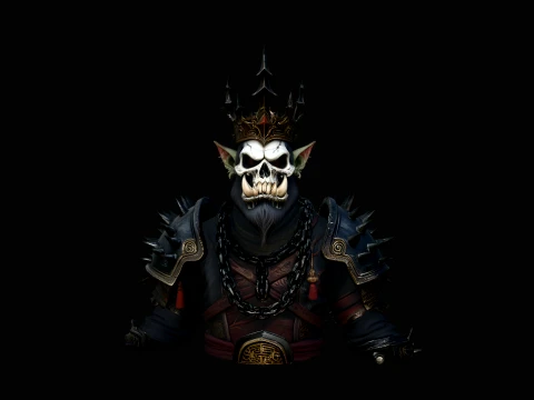 Crowned Skull Warlord Bust Statue Design 1 - 3D Print Model Modelo de impresión 3D