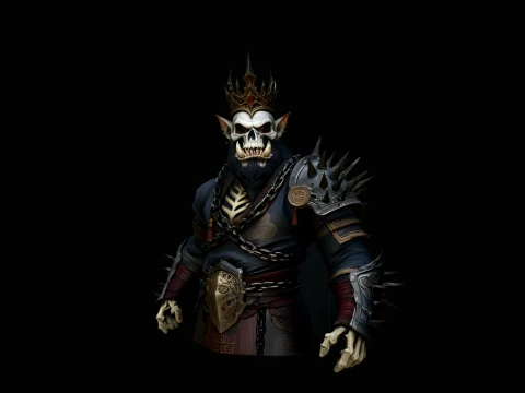 Crowned Skull Warlord Bust Statue Design 2 - 3D Print Model Modelo de impresión 3D
