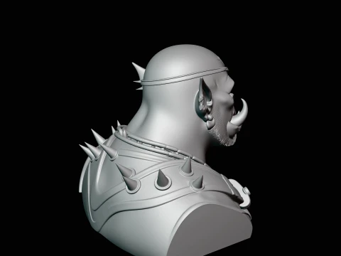 Eyepatch Orc Warlord Bust Statue Design 2 - 3D Print Model 3D Print Model