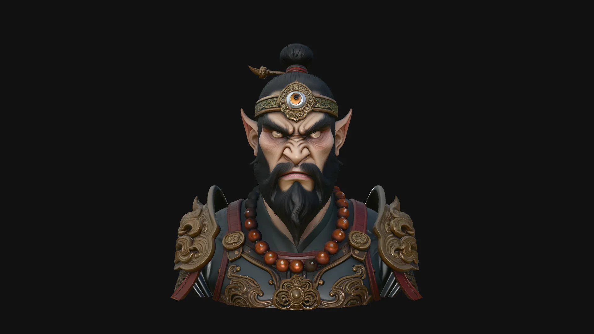 Bearded Immortal Warrior Bust Statue Design 1 - 3D Print Model 3D Print Model .c4d .max .obj .3ds .fbx .stl .blend 