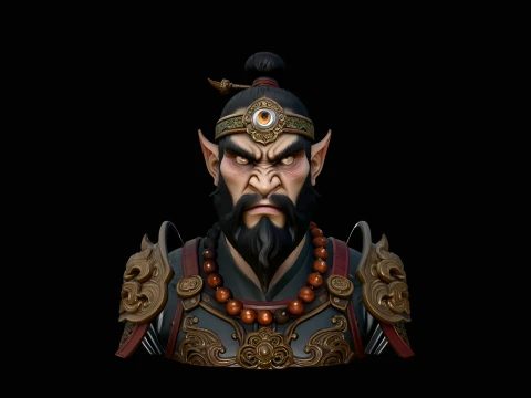 Bearded Immortal Warrior Bust Statue Design 1 - 3D Print Model Modelo de impresión 3D