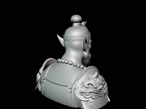 Bearded Immortal Warrior Bust Statue Design 1 - 3D Print Model 3D Print Model