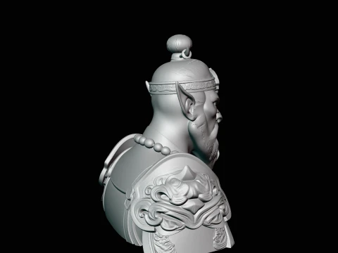 Bearded Immortal Warrior Bust Statue Design 1 - 3D Print Model 3D Print Model