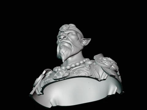 Bearded Immortal Warrior Bust Statue Design 1 - 3D Print Model 3D Print Model