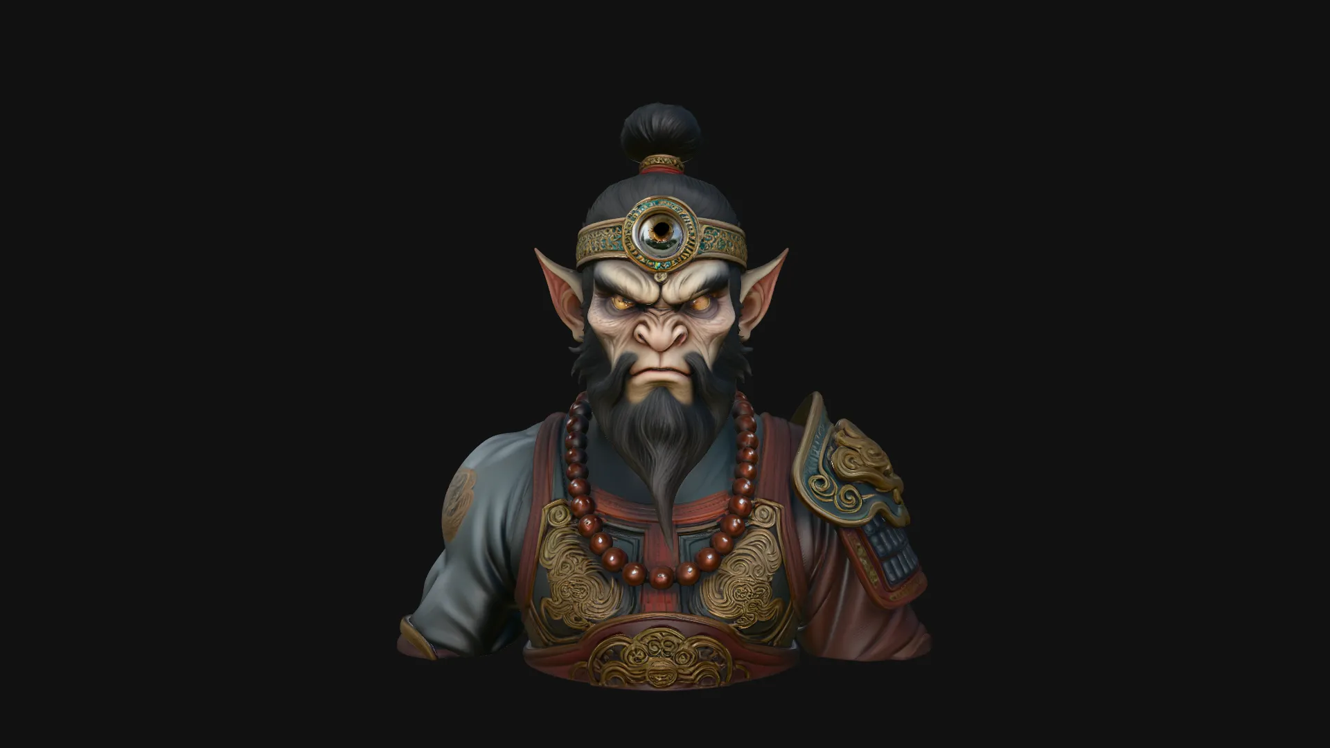 Bearded Immortal Warrior Bust Statue Design 2 - 3D Print Model 3D Print Model .c4d .max .obj .3ds .fbx .stl .blend