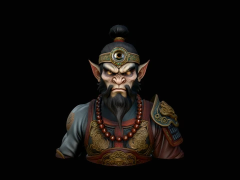 Bearded Immortal Warrior Bust Statue Design 2 - 3D Print Model Modelo de impresión 3D