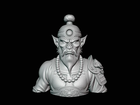 Bearded Immortal Warrior Bust Statue Design 2 - 3D Print Model 3D Print Model