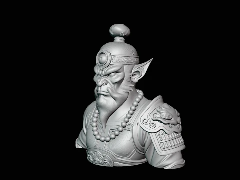 Bearded Immortal Warrior Bust Statue Design 2 - 3D Print Model 3D Print Model