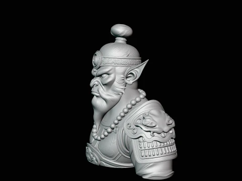 Bearded Immortal Warrior Bust Statue Design 2 - 3D Print Model 3D Print Model