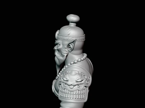 Bearded Immortal Warrior Bust Statue Design 2 - 3D Print Model 3D Print Model