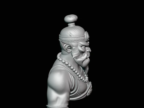 Bearded Immortal Warrior Bust Statue Design 2 - 3D Print Model 3D Print Model