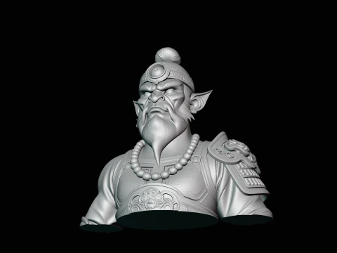 Bearded Immortal Warrior Bust Statue Design 2 - 3D Print Model 3D Print Model