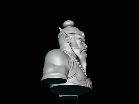 Bearded Immortal Warrior Bust Statue Design 2 - 3D Print Model 3D Print Model