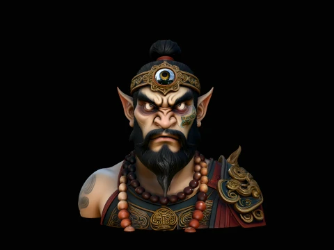Bearded Immortal Warrior Bust Statue Design 3 - 3D Print Model Modelo de impresión 3D