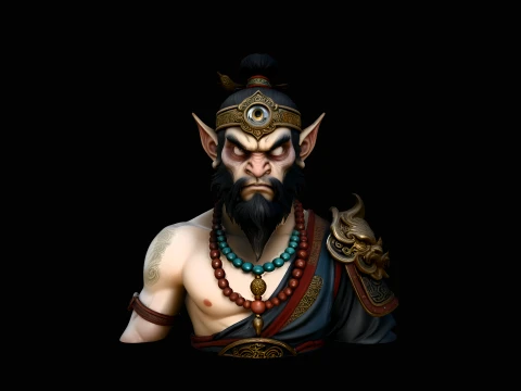 Bearded Immortal Warrior Bust Statue Design 4 - 3D Print Model Modelo de impresión 3D