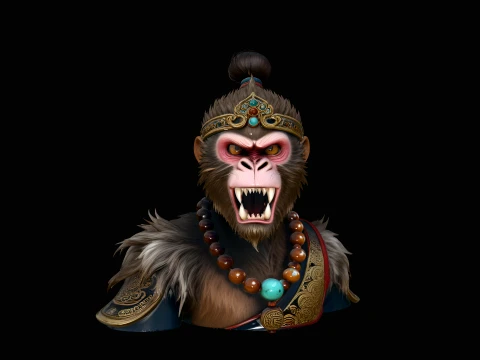 Monkey King Bust Statue Design 2 - 3D Print Model Modelo de impresión 3D