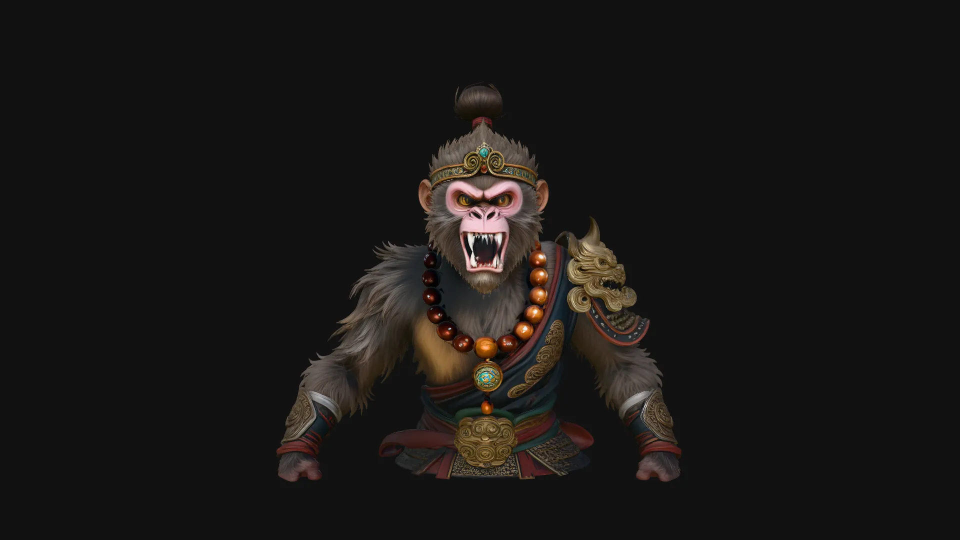 Monkey King Bust Statue Design 3 - 3D Print Model 3D Print Model .c4d .max .obj .3ds .fbx .stl .blend 