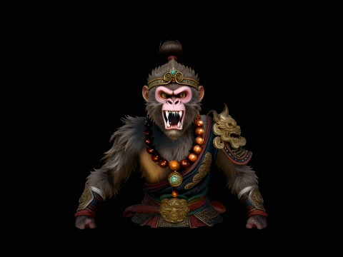 Monkey King Bust Statue Design 3 - 3D Print Model Modelo de impresión 3D