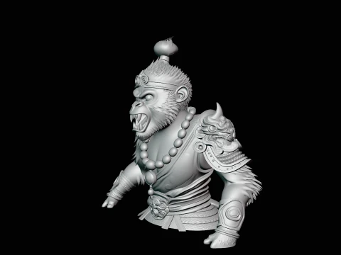 Monkey King Bust Statue Design 3 - 3D Print Model 3D Print Model