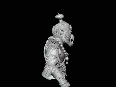 Monkey King Bust Statue Design 3 - 3D Print Model 3D Print Model