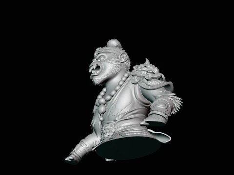 Monkey King Bust Statue Design 3 - 3D Print Model 3D Print Model