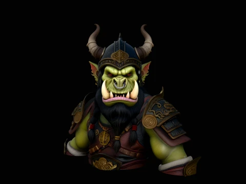 Horned Helm Orc Chieftain Bust Statue Design 3 - 3D Print Model Modelo de impresión 3D