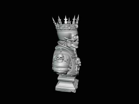 Crowned Skeleton King Bust Statue Design 2 - 3D Print Model 3D Print Model