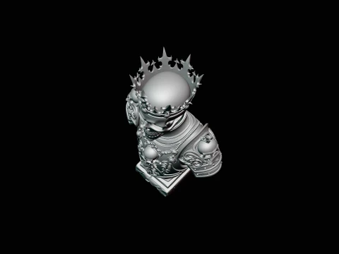 Crowned Skeleton King Bust Statue Design 3 - 3D Print Model 3D Print Model
