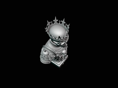 Crowned Skeleton King Bust Statue Design 3 - 3D Print Model 3D Print Model