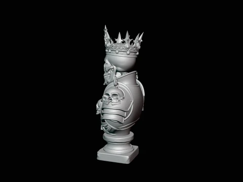 Crowned Skeleton King Bust Statue Design 4 - 3D Print Model 3D Print Model