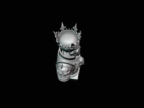 Crowned Skeleton King Bust Statue Design 4 - 3D Print Model 3D Print Model