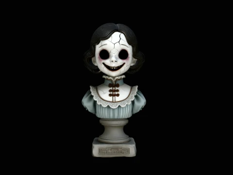 Cracked Porcelain Doll Bust Statue Design 4 - 3D Print Model Modelo de impresión 3D