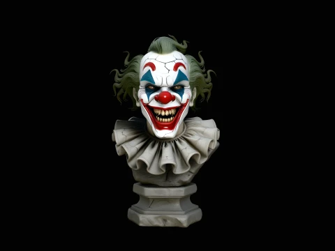 Evil Clown Bust Statue Design 2 - 3D Print Model Modelo de impresión 3D