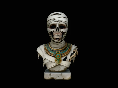 Egyptian Mummy Bust Statue Design 1 - 3D Print Model Modelo de impresión 3D