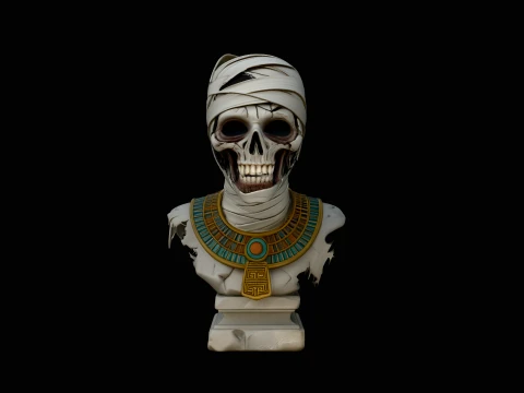 Egyptian Mummy Bust Statue Design 2 - 3D Print Model Modelo de impresión 3D