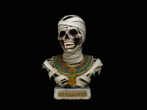 Egyptian Mummy Bust Statue Design 3 - 3D Print Model Modelo de impresión 3D