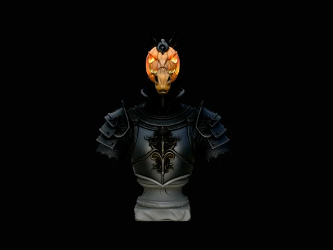 Pumpkin Head Horse Bust Statue Design 2 - 3D Print Model Modelo de impresión 3D