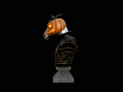 Pumpkin Head Horse Bust Statue Design 3 - 3D Print Model Modelo de impresión 3D