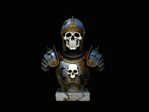 Skeleton Knight Bust Statue Design 3 - 3D Print Model Modelo de impresión 3D